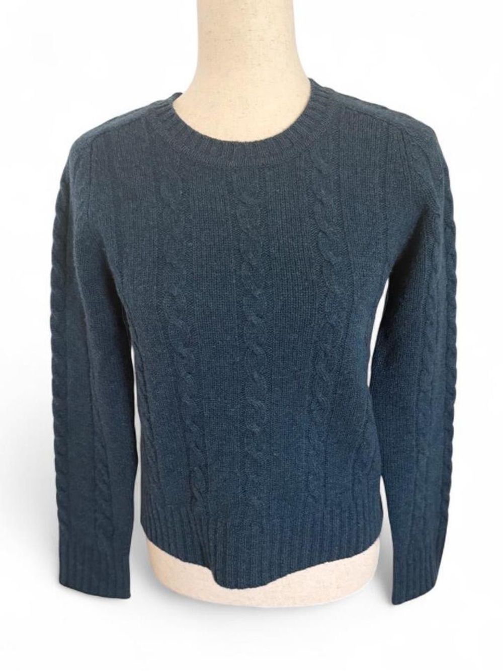 J.Crew Vintage 90s Blue Lambswool Cable Knit Fisherman Sweater Small Crewneck
